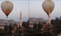 Kapadokya'da görülmemiş kaza:Sıcak hava balonu minareye çarptı...