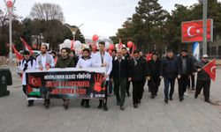 Hekimler ve sağlık çalışanları  Gazze'ye destek yürüyüşü yaptılar