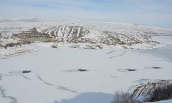 Tercan Baraj Gölü buz tuttu