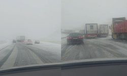 Sivas yönüne gidecekler dikkat.. Kızıldağ'da araçlar sıkıntı yaşıyor... (VİDEO)