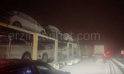 Aşkale geçit vermiyor, tırlar yolu kapattı...