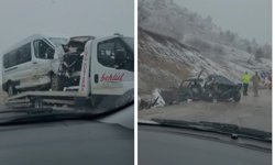 Pöske Dağı’nda kış kabusu! Araçlar hurdaya döndü