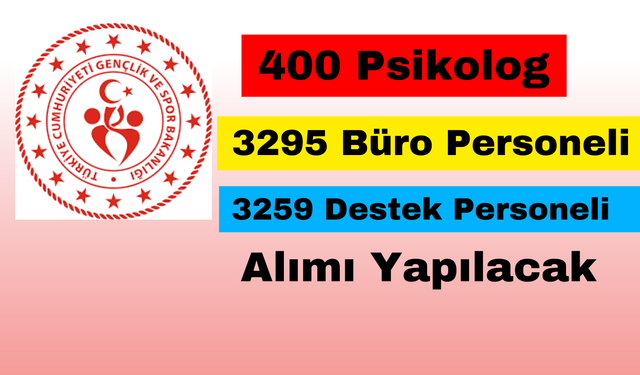 Son dakika: Gençlik Ve Spor Bakanlığı, Sözleşmeli Psikolog, Büro ve Destek Personeli Alımı Yapacak