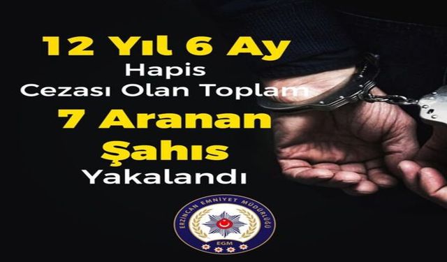 Erzincan’da 7 şüpheli suç tacirine tutuklama!