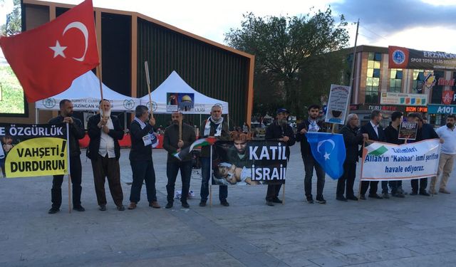 Erzincan’da Filistin’e destek gösterileri devam ediyor