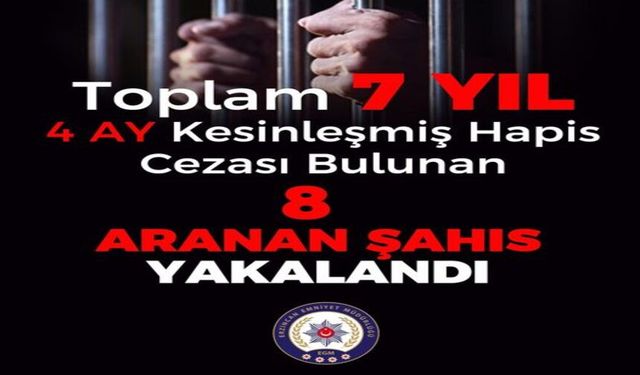 Erzincan’da çeşitli suçlardan 8 tutuklama