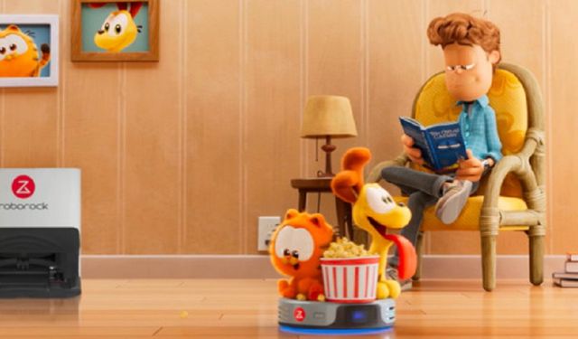Merakla beklenen Garfield filminde Roborock robot süpürge reklamı