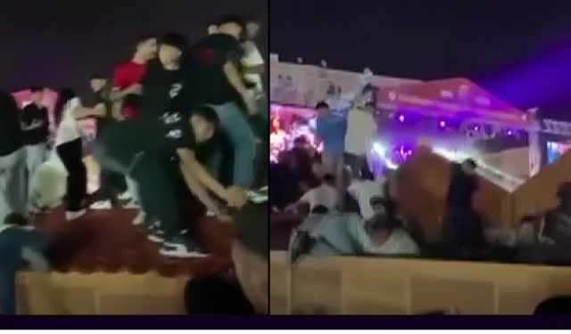 Konser izlemek için üzerine çıktıkları stant çöktü