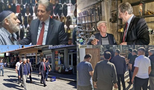 Korkmaz, yangınında zarar gören işyerlerini ziyaret etti