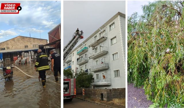 Erzincan’da fırtına ve sağanak yağmur kaosu: İtfaiye ekipleri zorlu mücadelede