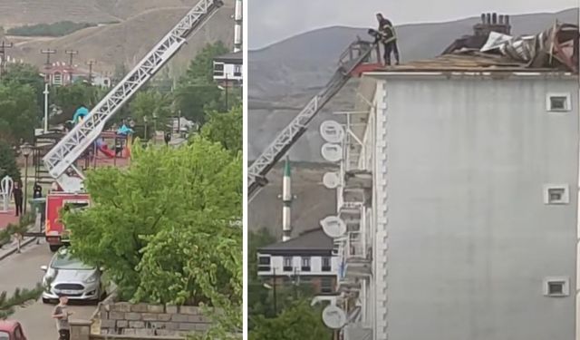 Erzincan’da kuvvetli rüzgar çatıları uçurdu