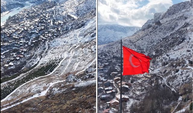 Kemaliye’de kartpostallık kış manzaraları