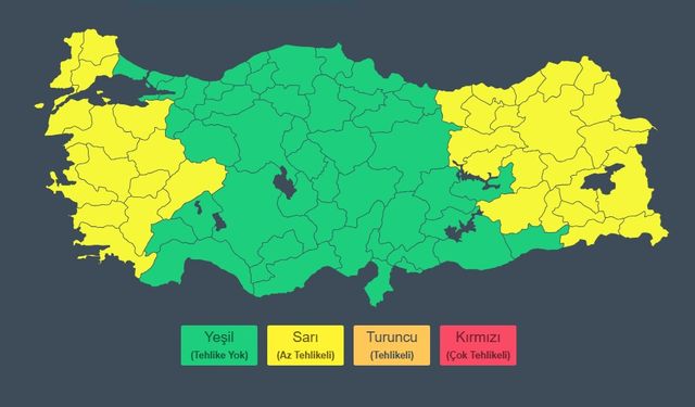 Meteoroloji Erzincan dahil 36 ili sarı kodla uyardı