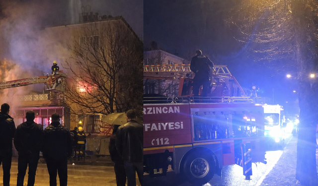 Erzincan’da geceyi alevler sardı!  Apartman Tahliye Edildi