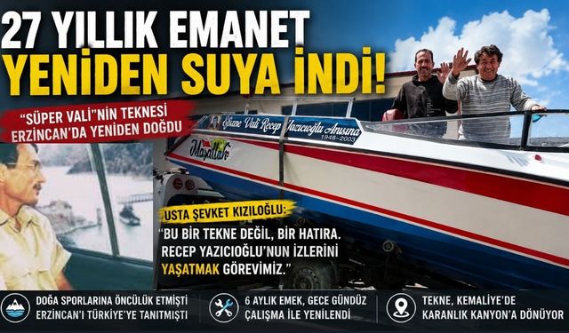 27 Yıllık Emanet Yeniden Suya İndi! “Süper Vali”nin Teknesi Erzincan’da Yeniden Doğdu