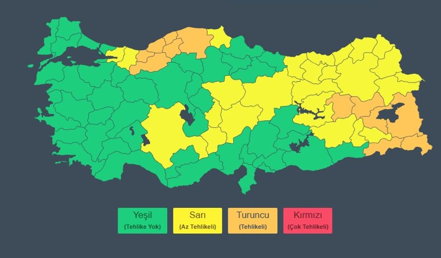 Meteoroloji 39 ili sarı ve turuncu kotla uyardı