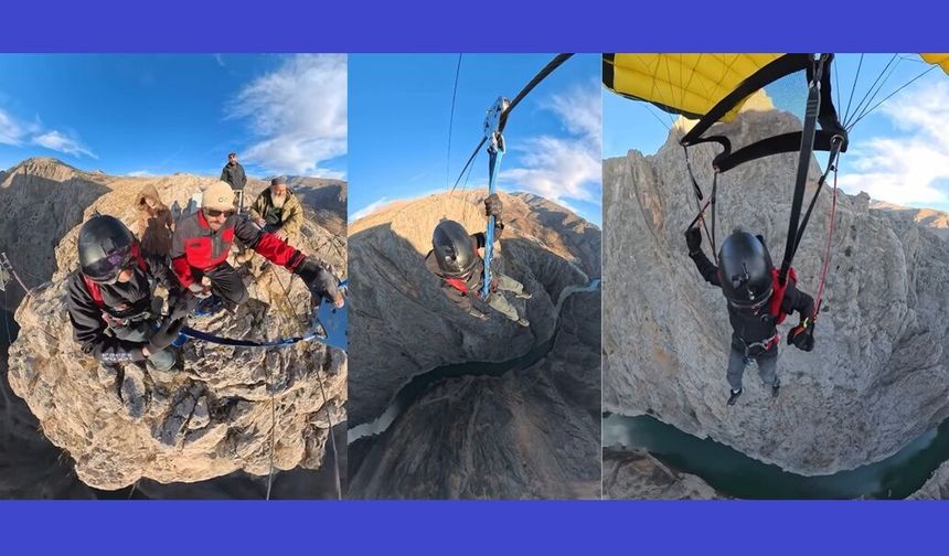 Kemaliye Karanlık Kanyon’da Nefes Kesen Base Jump...