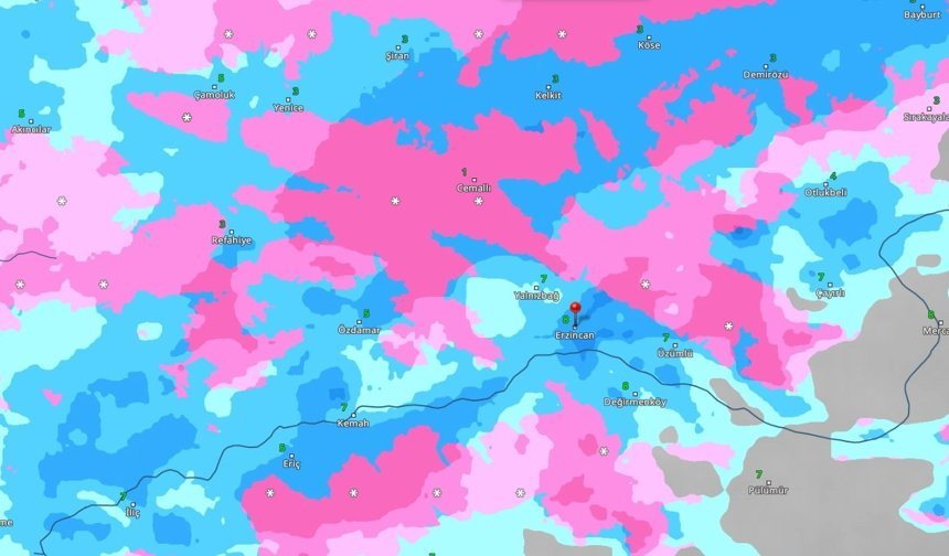 Erzincan’da Fırtına ve Şiddetli Yağış Alarmı
