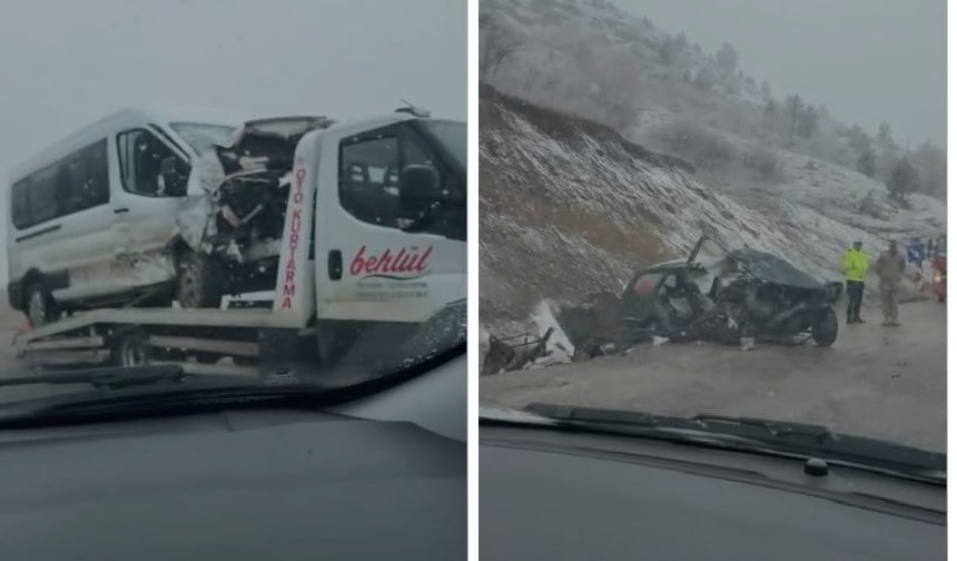 Pöske’de ölümle biten çarpışma:Araçlar hurdaya döndü