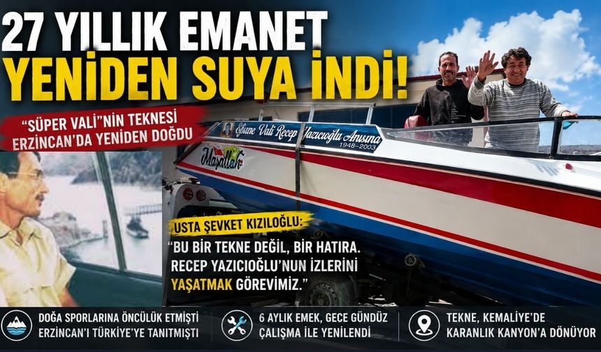 27 Yıllık Emanet Yeniden Suya İndi! “Süper Vali”nin Teknesi Erzincan’da Yeniden Doğdu