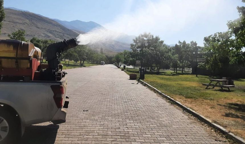 Erzincan Belediyesi ekiplerinden yaz sezonu ilaçlama mesaisi