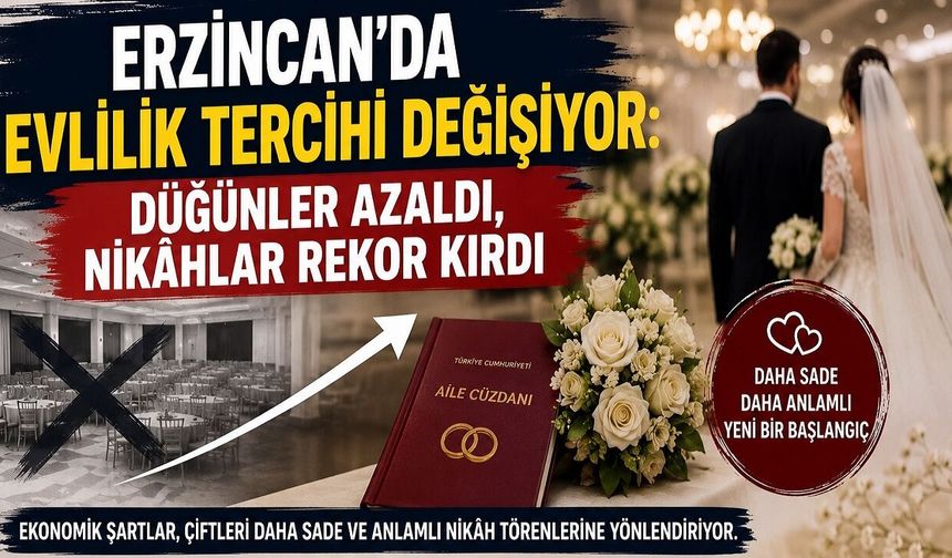 Erzincan’da Evlilik Tercihi Değişiyor: Düğünler Azaldı, Nikâhlar Rekor Kırdı