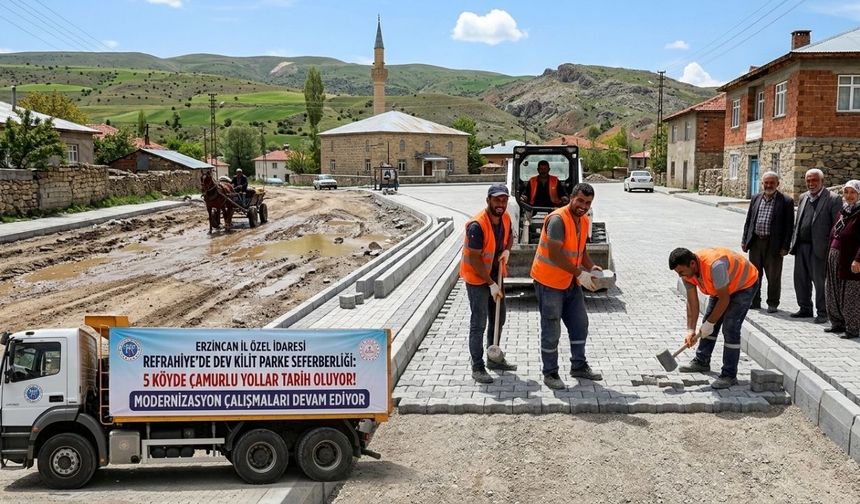 Refahiye'nin 5 Köyünde Çamurlu Yollar Yenileniyor: Kilit Parke ve Bordür Çalışmaları Başladı
