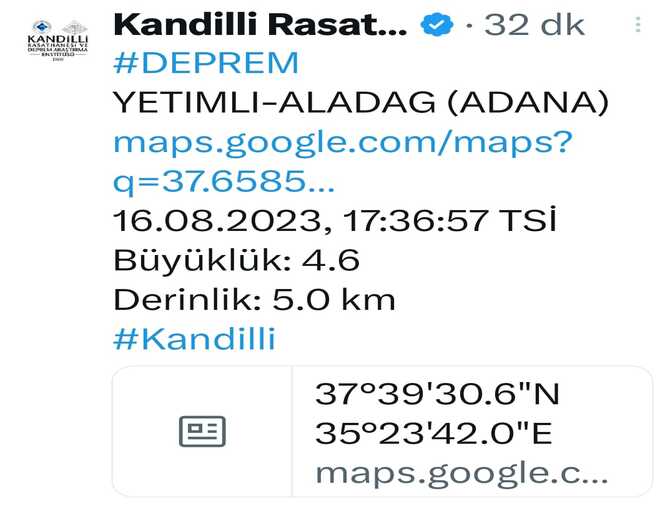 adana deprem