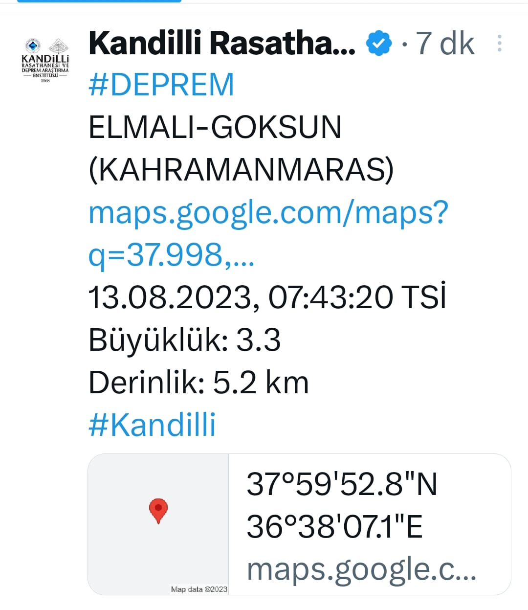 deprem kahramanmaraş son