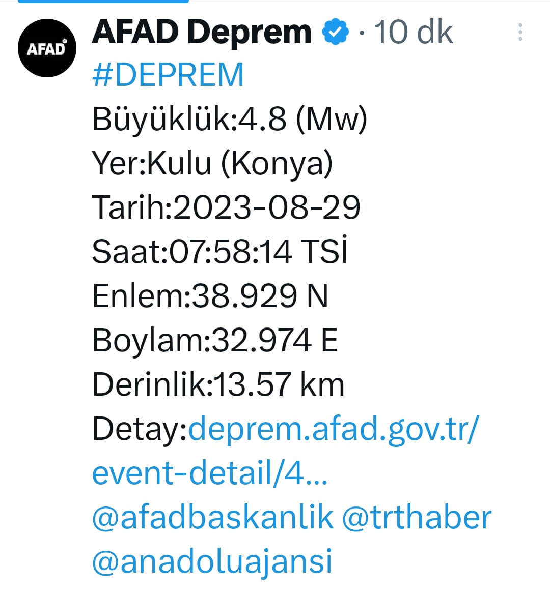 konya deprem