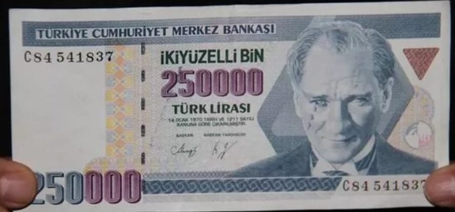 250000 TL eski banknot hatalı