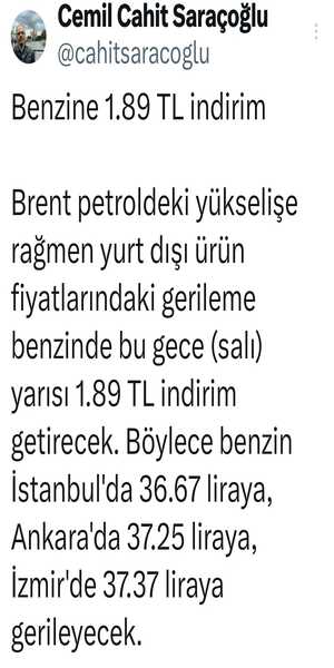 Cemil Cahit Saraçoğlu benzin