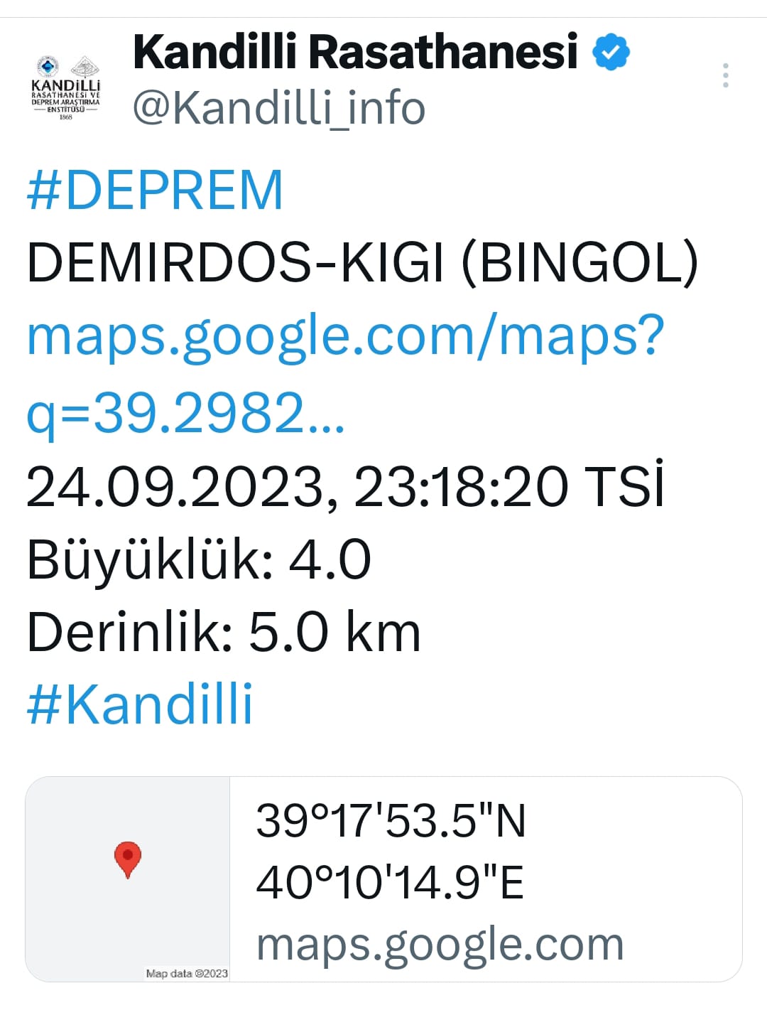 Deprem Bingöl