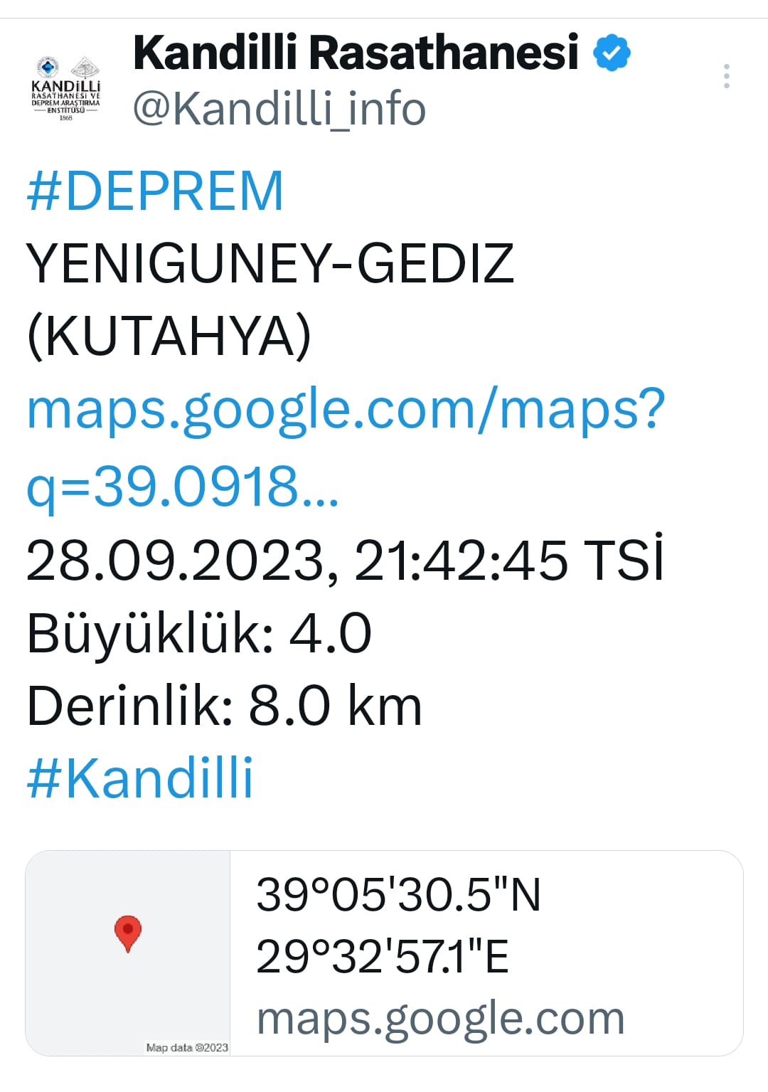 Kütahya deprem