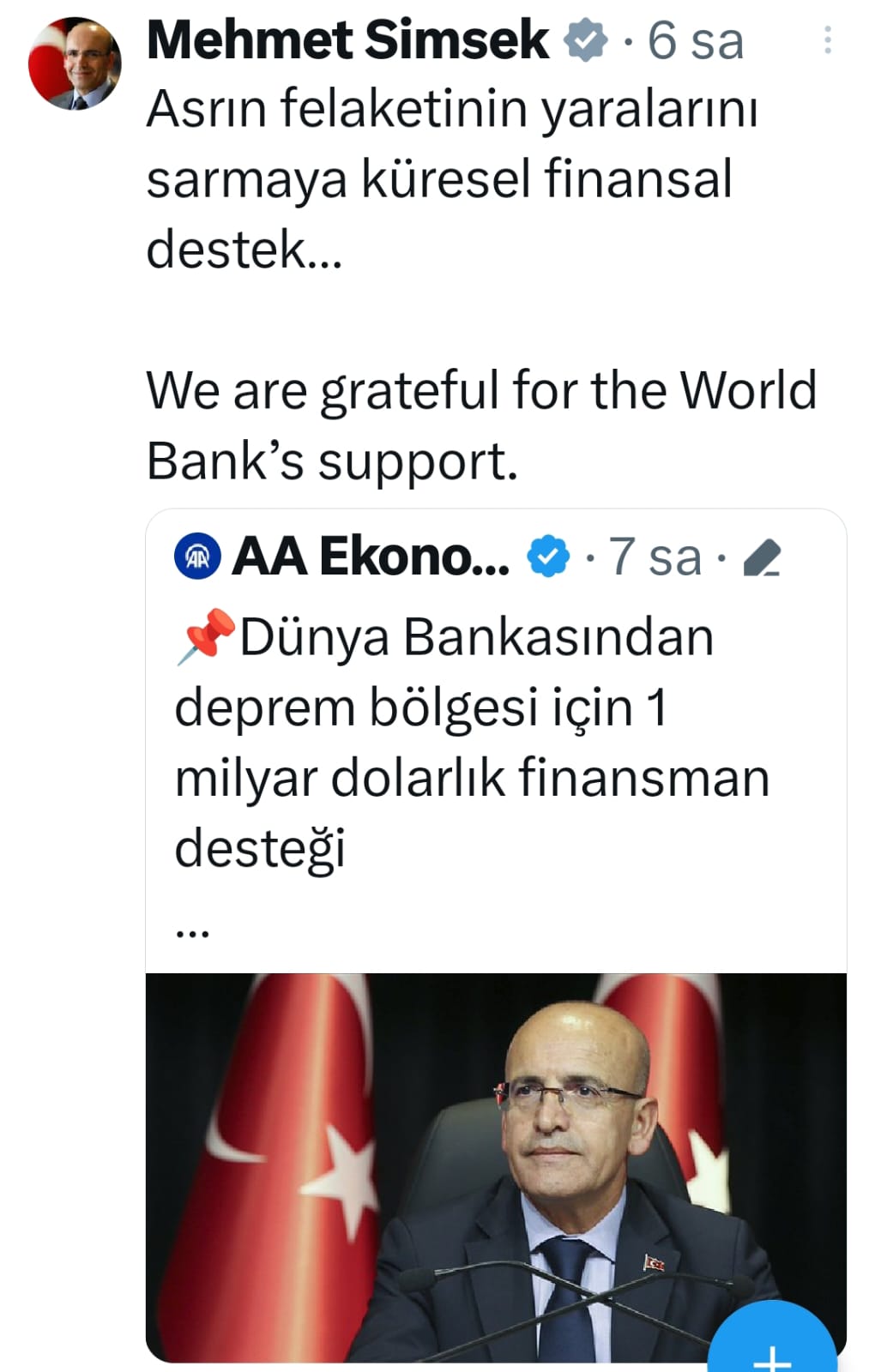Mehmet Şimşek Dünya bankası