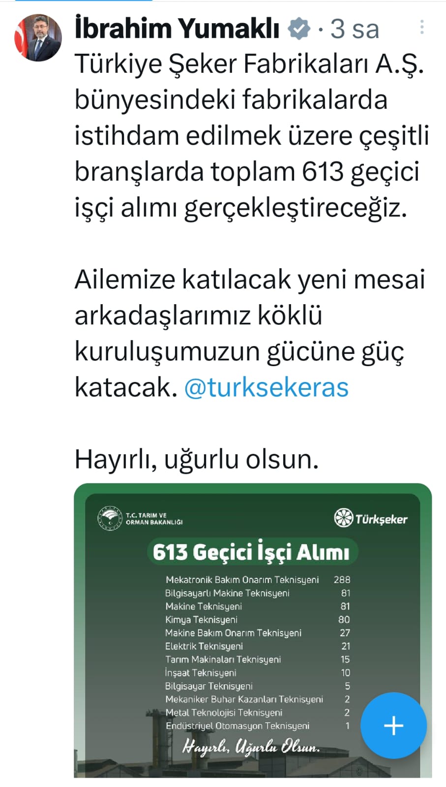 şeker fabrikası işçi alımı