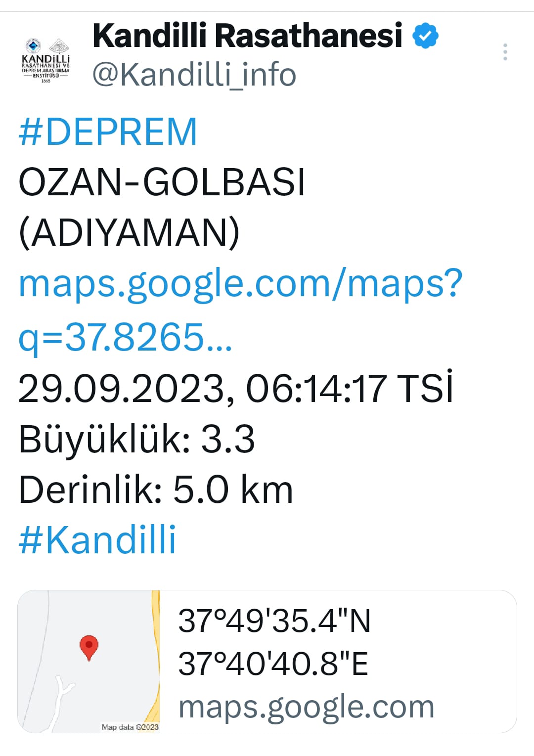 Adıyaman Gölbaşı deprem