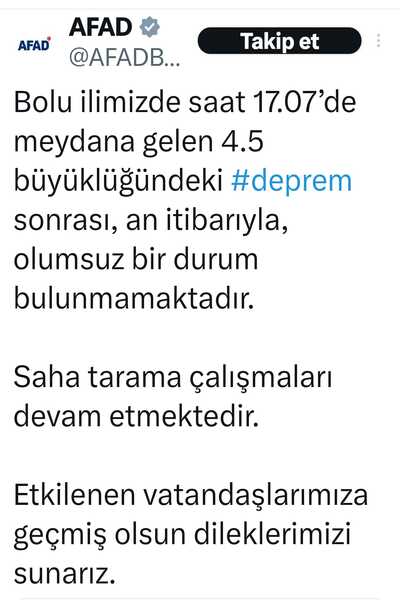 Bolu deprem