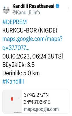 Niğde deprem