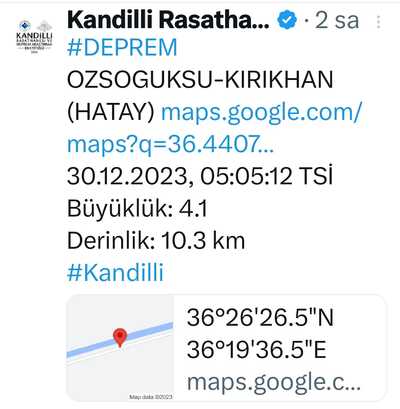 Hatay Kırıkhan Deprem 30.12