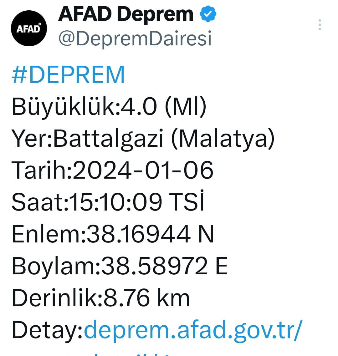 06.01.2024 Malatya Deprem