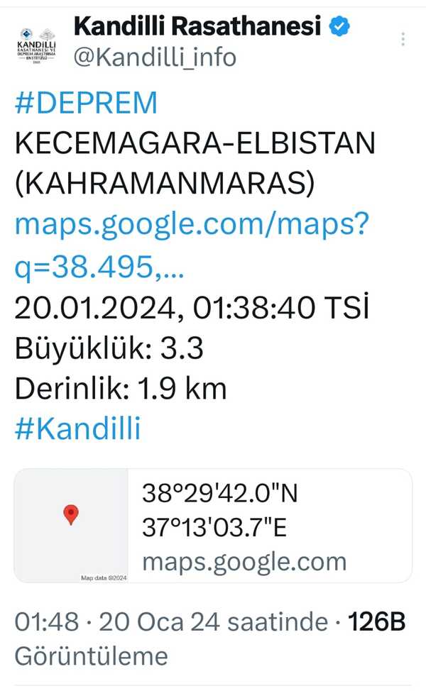 Kahramanmaraş Elbistan 20 Ocak