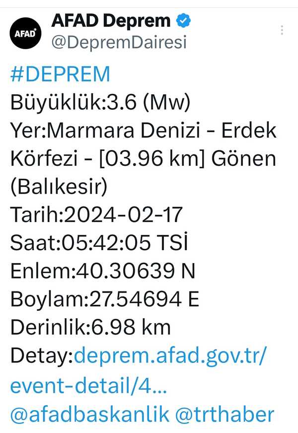 Marmara Depremi 17.02.2024