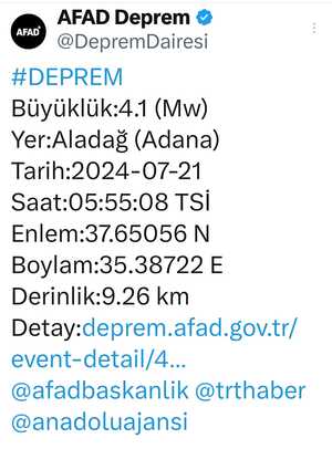 Adana 4.1 Deprem