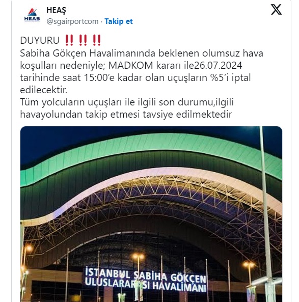 Heaş Ucak Iptalleri