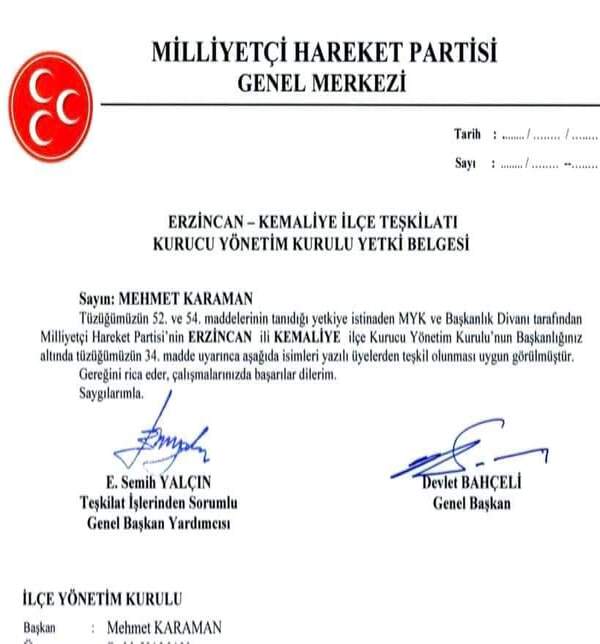 Kemaliye Mhp Ilçe Başkanlığında (1)