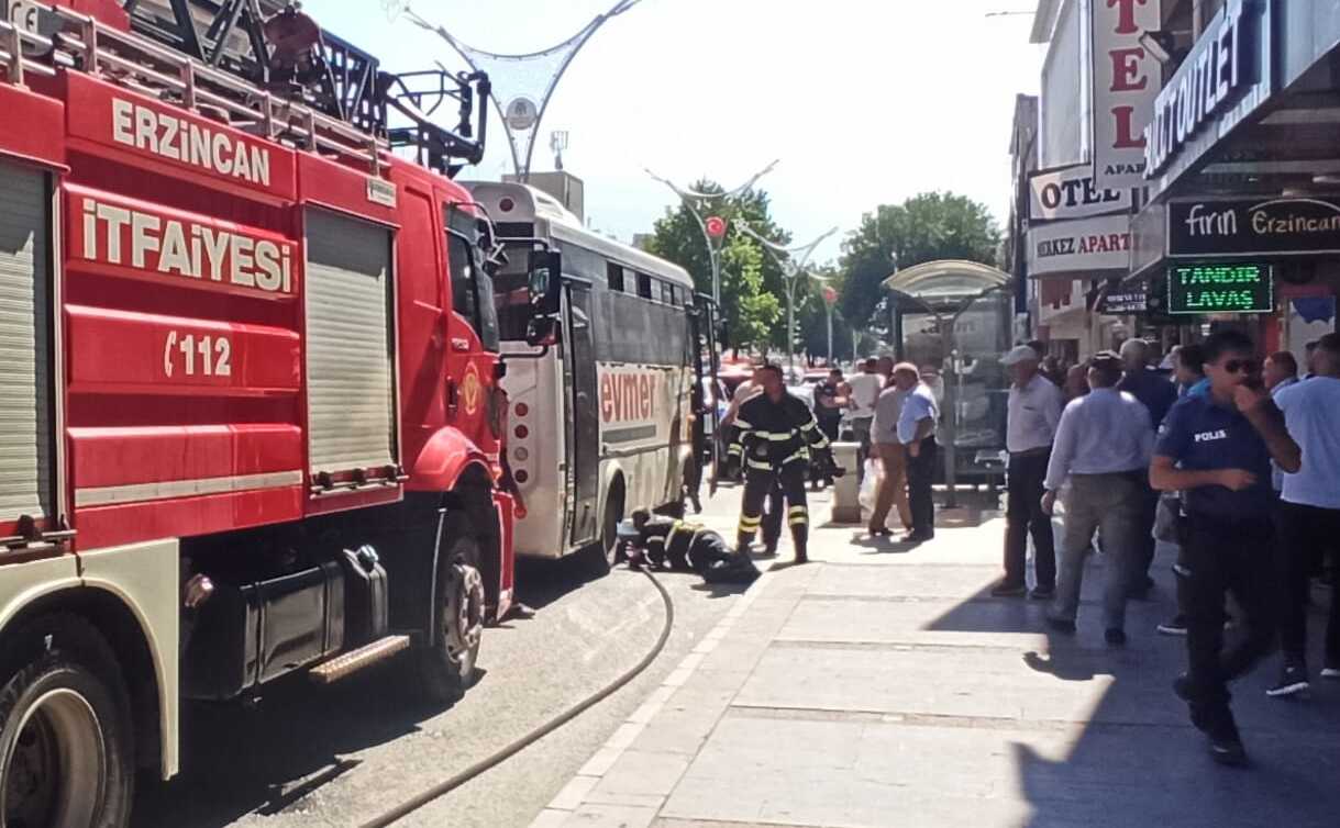 Özel Halk Otobüsünde Çıkan Yangı