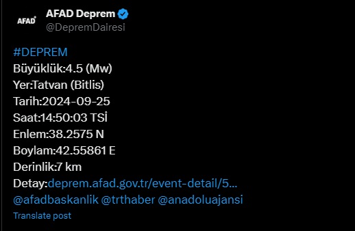 Bitlis Deprem