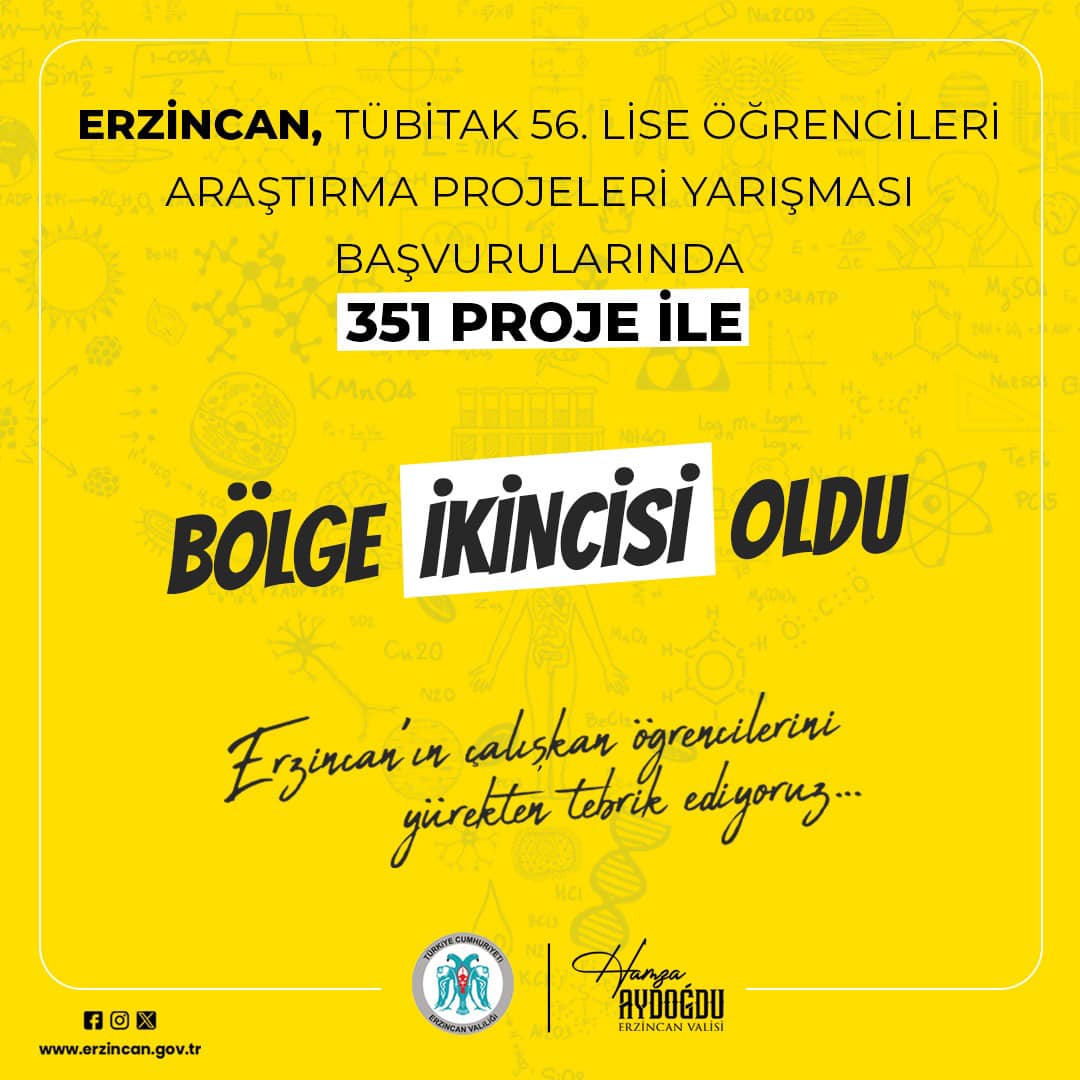 Erzincan Proje Başvusunda Bölge Ikincisi