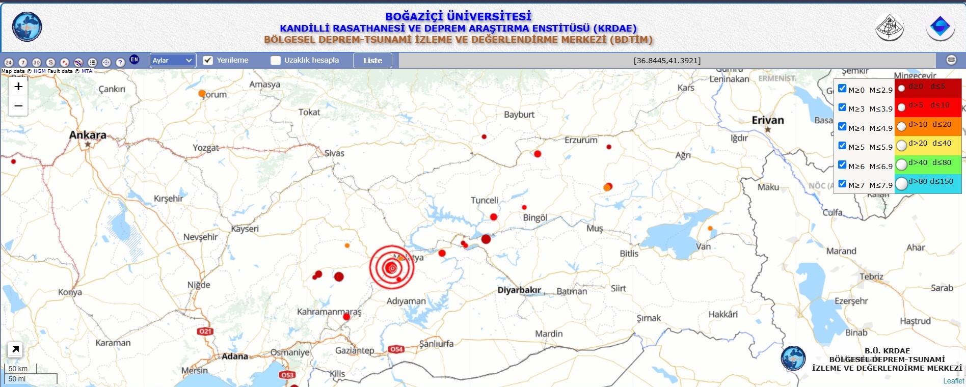 Erzincan Çevresi Depremler